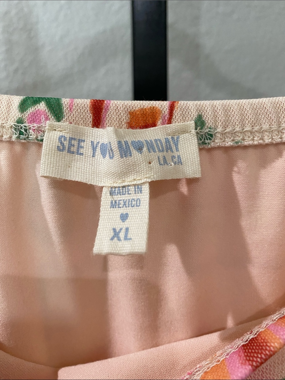 See You Monday Pink, Green & Cream Asymmetrical Midi Skirt 14-20” waist - Picture 4 of 8